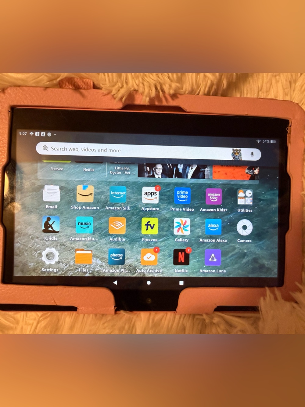 Amazon Fire 7 12th Generation Tablet, Pink, With Case!